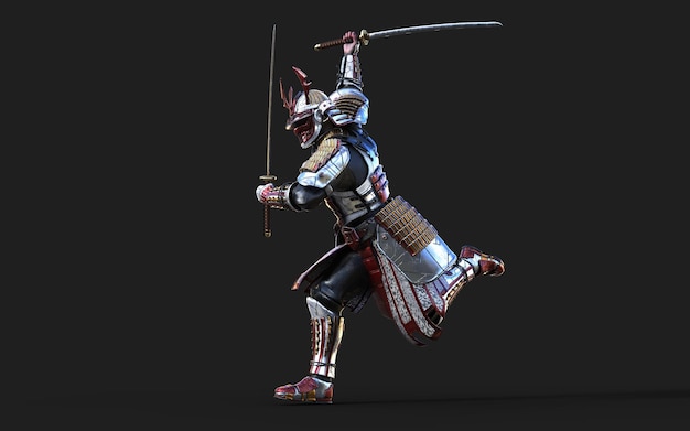 Futuristische rode samurai krijger in BattleReady wapenrusting