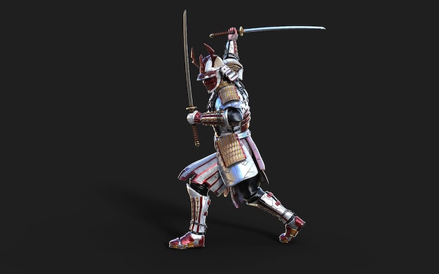 Futuristische rode samurai krijger in BattleReady wapenrusting