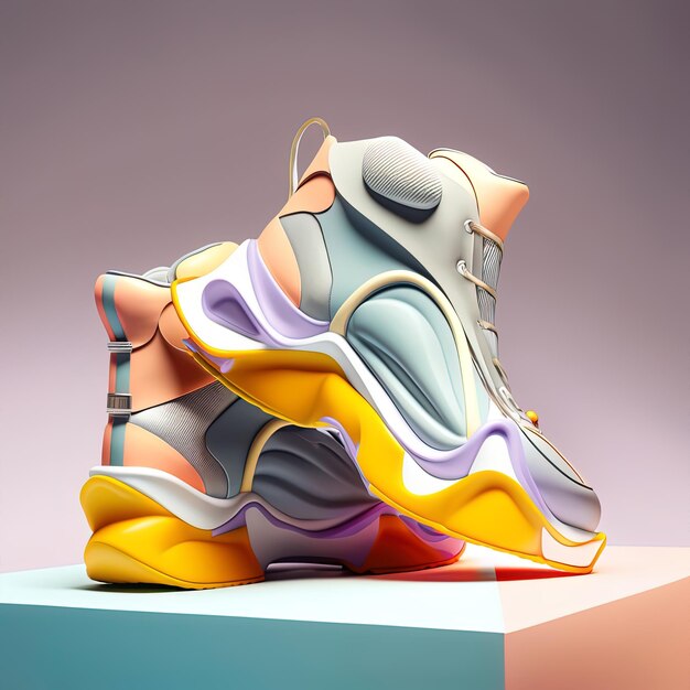 Futuristische schoenen geïnspireerd op pastelkleuren gegenereerd door AI