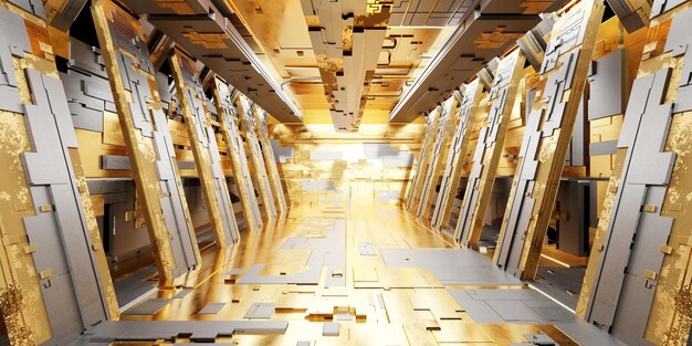 Futuristische sci-fi corridor kamer Moderne toekomst achtergrond stijl interieur concept 3d rendering