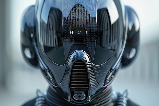 Foto futuristische sci-fi helm met visor detail high tech space soldier armor geavanceerde technologie