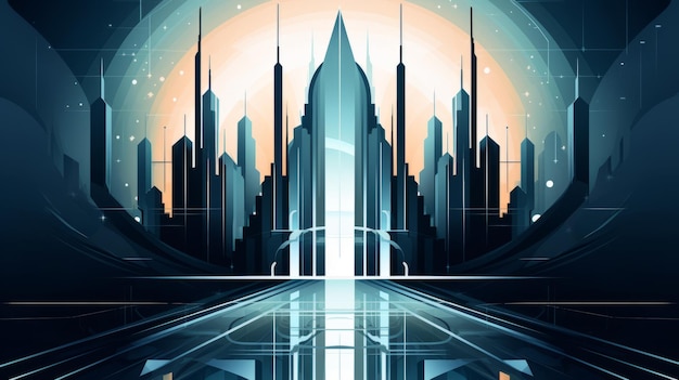 Futuristische sci-fi stadslandschap illustratie