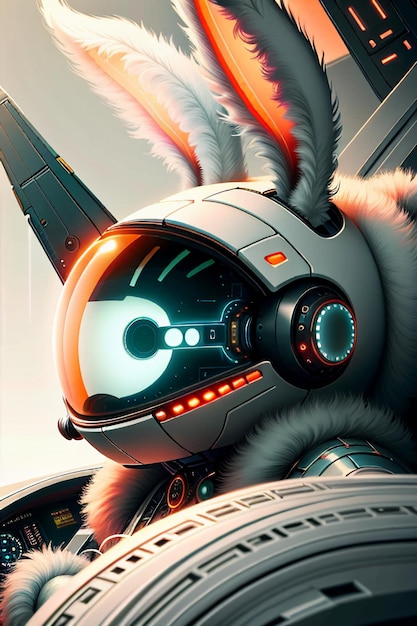 Futuristische science fiction konijn soldaat krijger rijden een ruimteschip vliegtuig Rabbit Legion