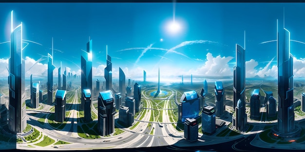 Futuristische SciFi City Panoramic 360 graden