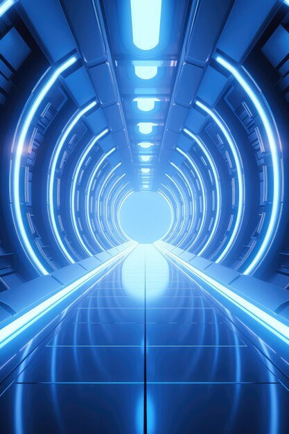 Futuristische SciFi Corridor met blauwe verlichting