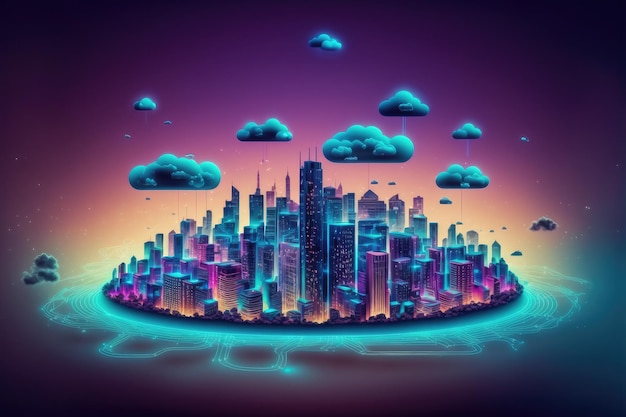 Futuristische smart city internet netwerkverbinding via draadloos systeem