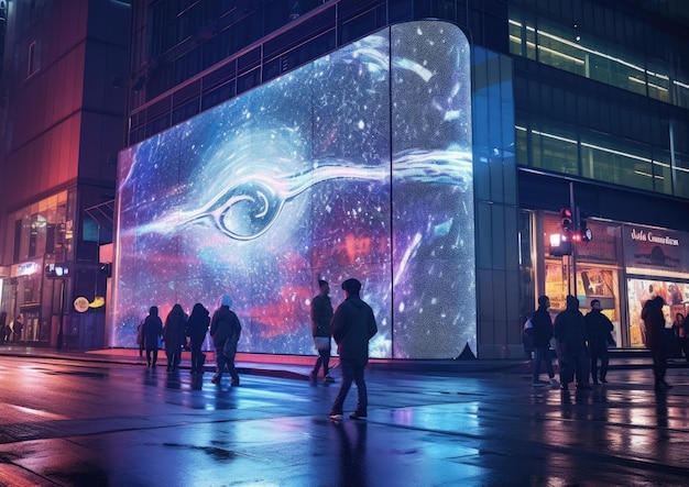 Futuristische stad met reclameborden