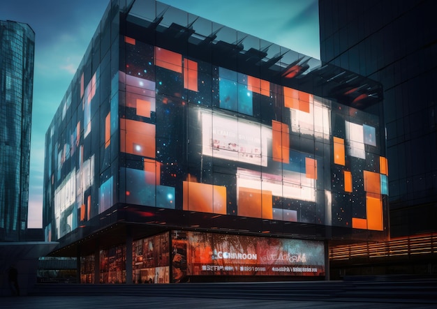 Futuristische stad met reclameborden