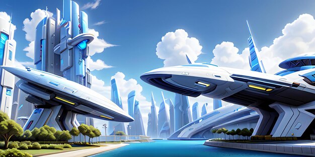 futuristische stad_uniek realistisch realistisch beeld scifi