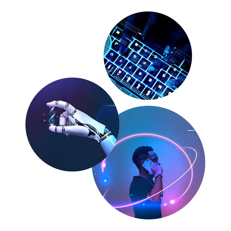 Foto futuristische technologie png cirkel badge elementen transparante achtergrond