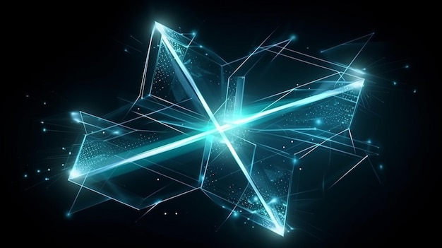 Futuristische veelhoekige plant met gloeiende lijnengeneratieve ai