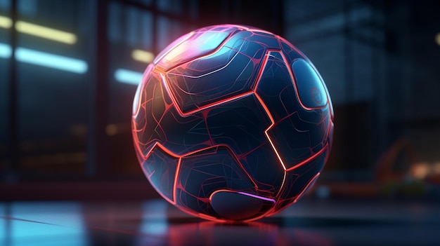 Futuristische voet bal achtergrond Voetbal bal 3d ontwerp illustratie Generatieve AI