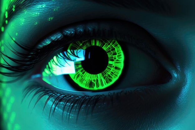 Futuristische vrouw oog display cyberspace concept wetenschap AI generatieve