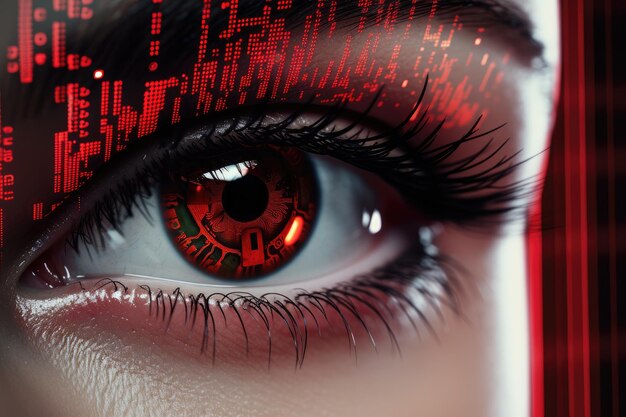 Futuristische vrouw oog display cyberspace concept wetenschap AI generatieve