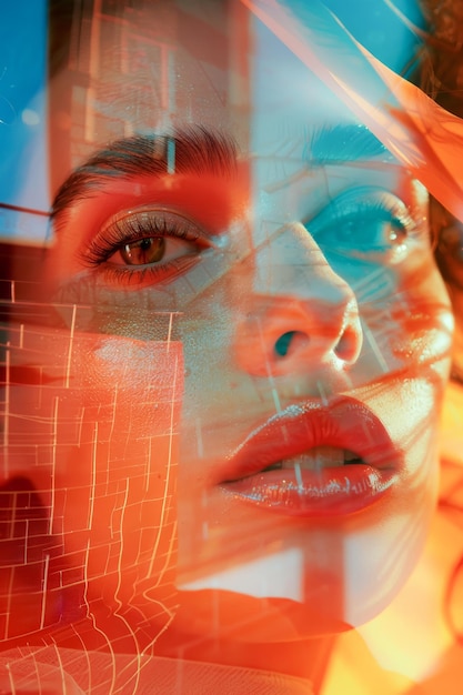 Foto futuristische vrouwen worden geconfronteerd met generatieve ai