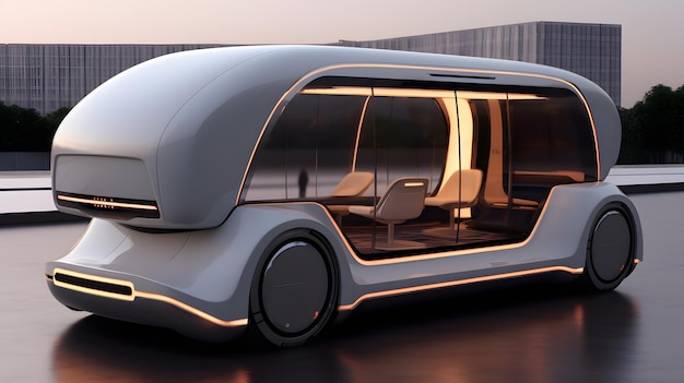 futuristische zelfrijdende auto met minimalisme vormt robocar high-tech