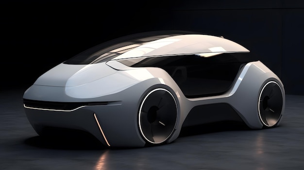 futuristische zelfrijdende auto met minimalisme vormt robocar high-tech