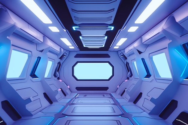 Fuuturistic Spaceship Room Ai generative