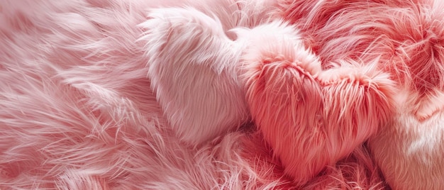 Fuzzy Love 3D Fur Hearts Textured with a Pastel Pink and Red Color Palette Adding Warmth and Softness to Romantic Designs