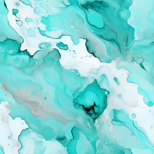 Fuzzy Marble Turquoise Stone Watercolor Background With Fluid Lines And Curves
