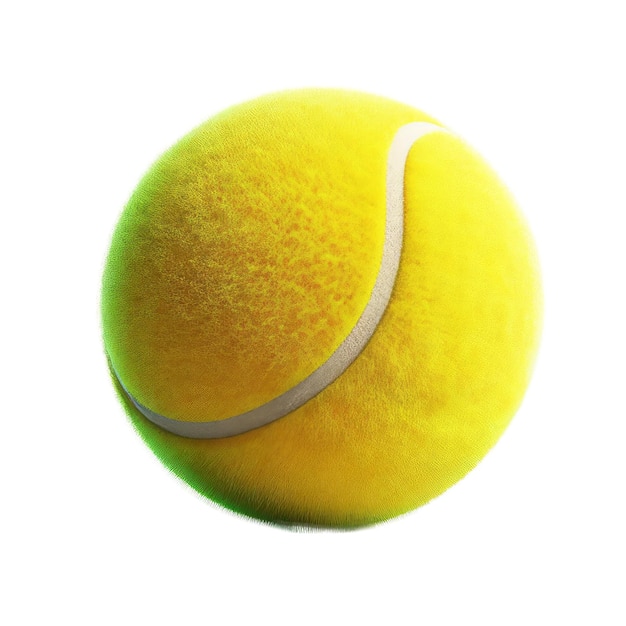 Photo fuzzy yellow tennis ball with a white curved line ideal for sportsrelated designs