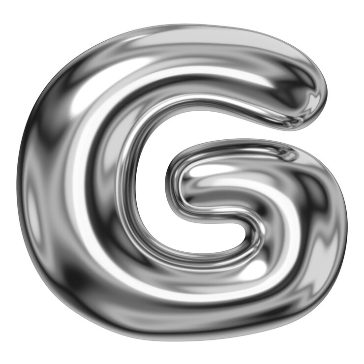 Foto g alfabet png sticker 3d chroom metalen ballon ontwerp doorzichtige achtergrond