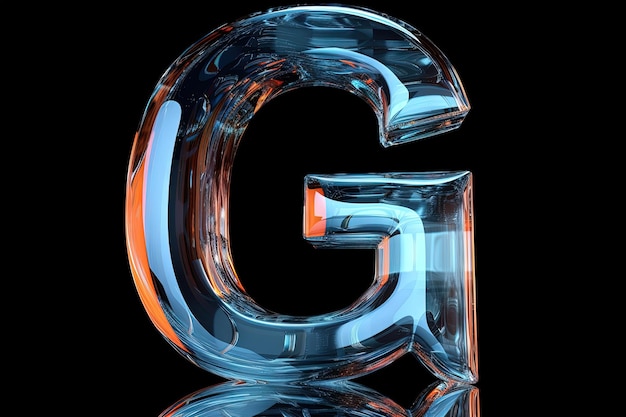 Foto g alfabeto lettera liquido 3d isolato su sfondo nero