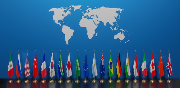 Foto vertice del g20 concetto del vertice del g20 o riunione elenco dei paesi membri del g20 gruppo dei venti