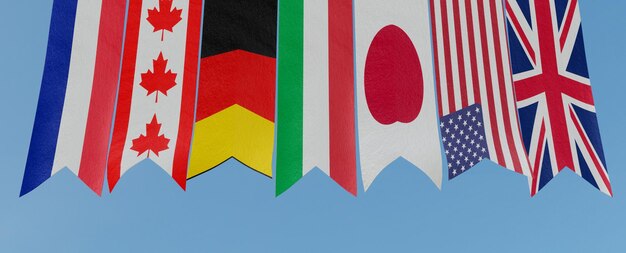 G7 summit flags of members of g7 group of seven and list of countries group of seven