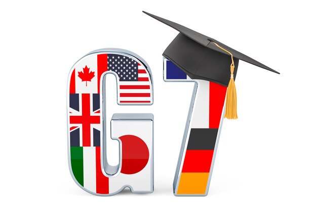 G7 with education hat 3D rendering