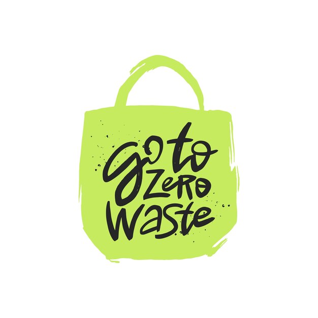 Ga naar zero waste handgeschreven motiverende quote borstel belettering inscriptie Zero waste concept