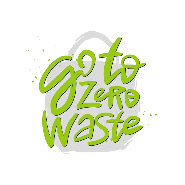 Ga naar zero waste handgeschreven motiverende quote borstel belettering inscriptie Zero waste concept