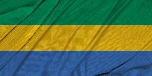 Gabon 3d getextureerde wapperende vlag