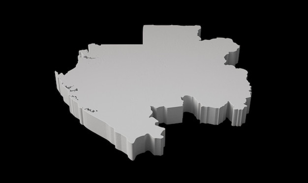 Gabon 3D map on Black background 3D illustration