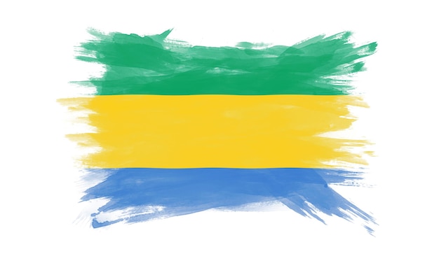 Gabon flag brush stroke, national flag on white background