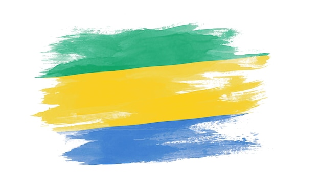 Gabon flag brush stroke national flag