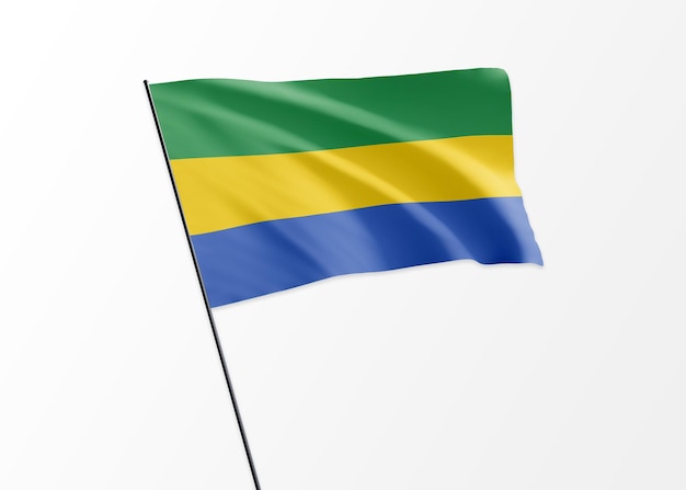 gabon flag flying high in the isolated background. gabon independence day