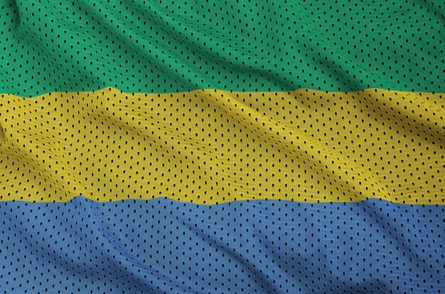 Gabon flag printed on a polyester nylon sportswear mesh fabric 