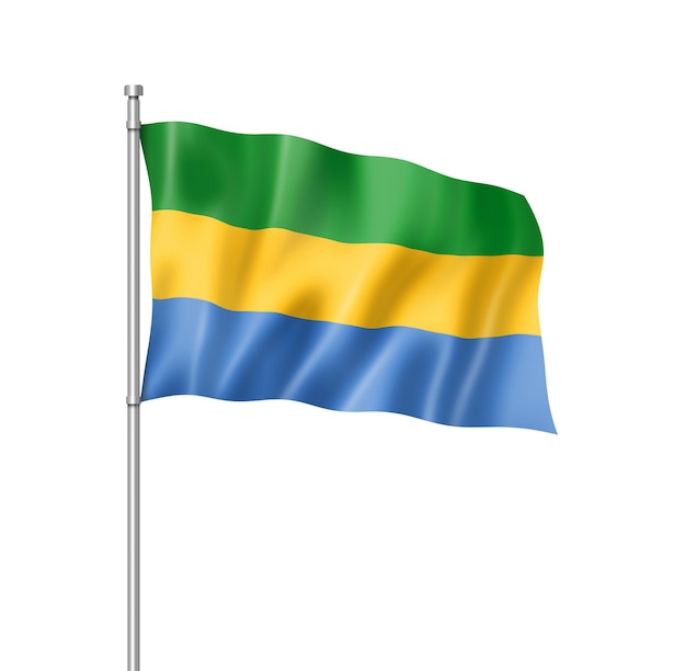 Gabon flag, three dimensional render, isolated on white