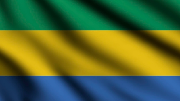 Gabon flag waving in the wind with 3d style background