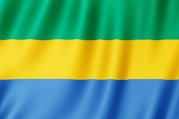 Gabon flag waving in the wind.