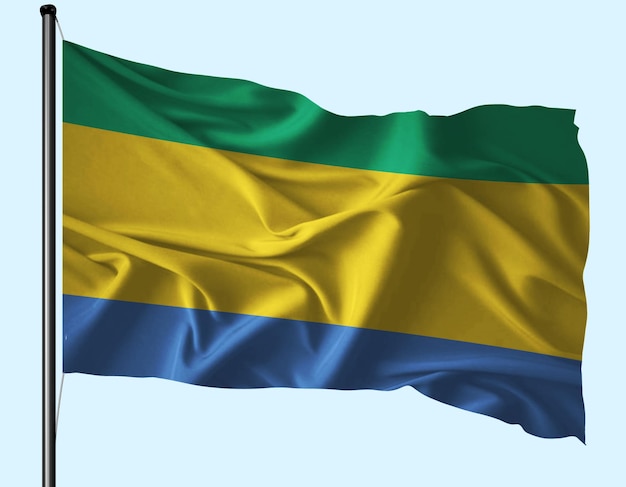 gabon flag wind waving with pole