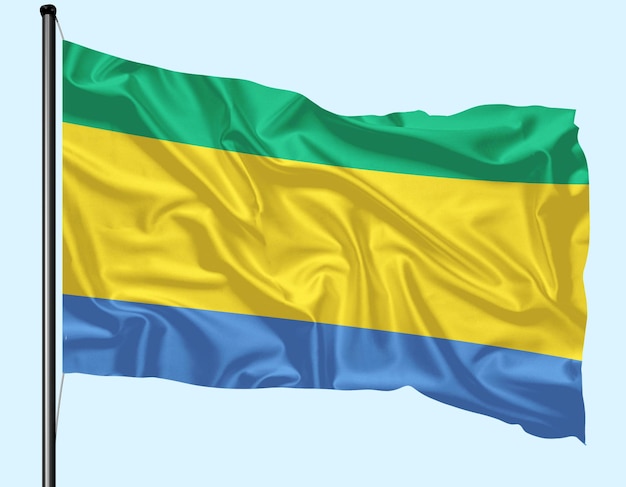 gabon flag wind waving with pole