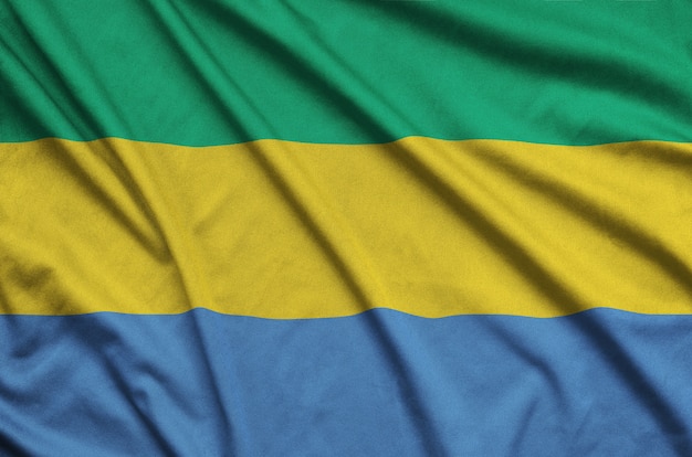 Photo gabon flag with many folds.