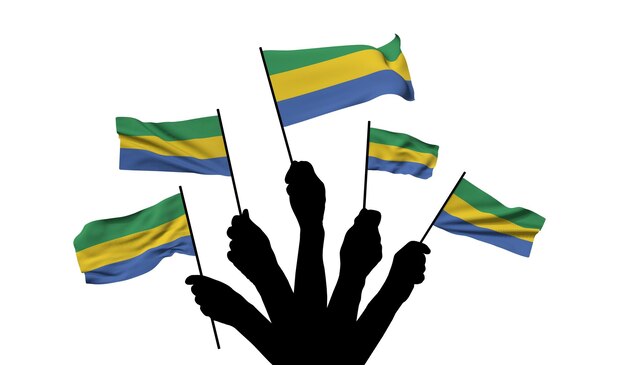 Gabon national flag being waved d rendering