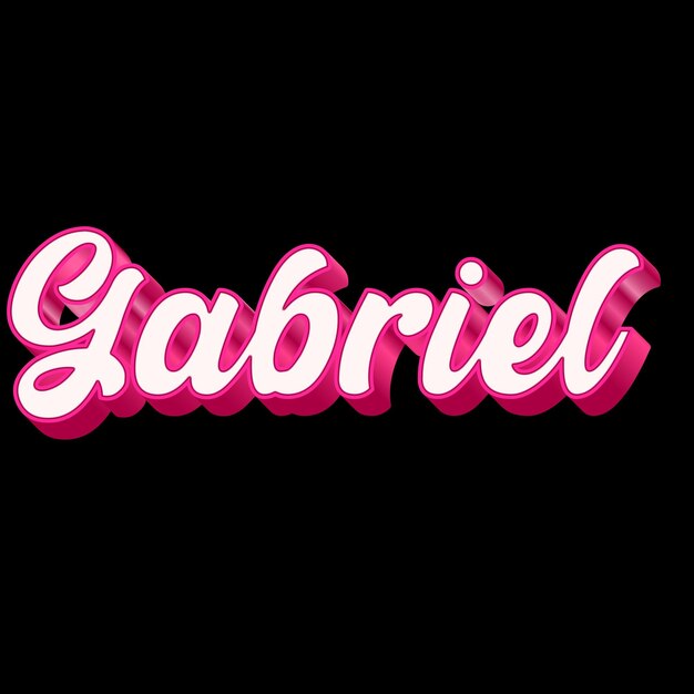 Photo gabriel typography 3d design pink black white background photo jpg