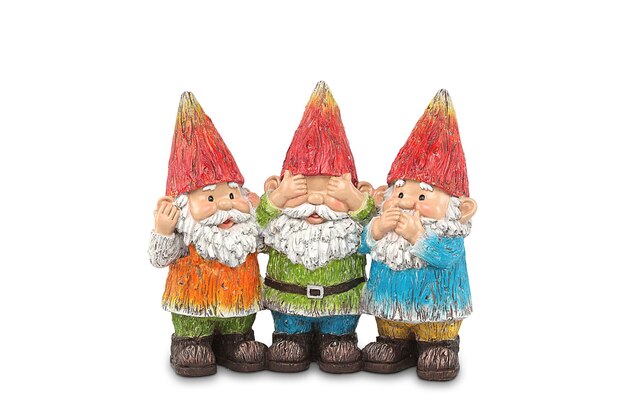 Gadget Colorful ceramic christmas gnomes on a white background