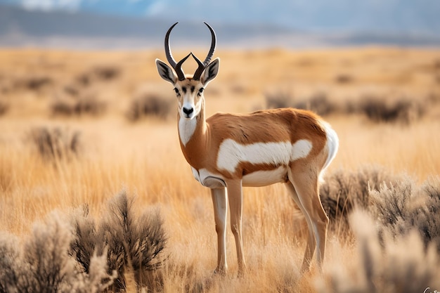 Gaffelbok antilope in de woestijn