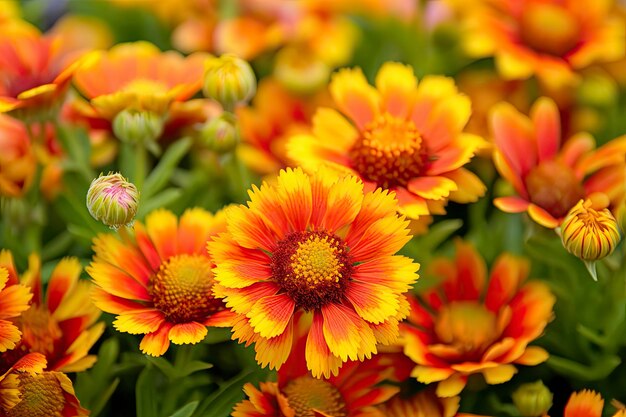 Gaillardia or blanket flower bright and colorful shades of warm tones