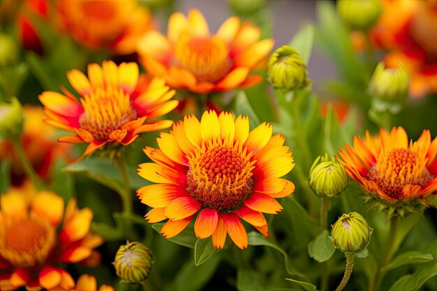 Gaillardia or blanket flower bright and colorful shades of warm tones